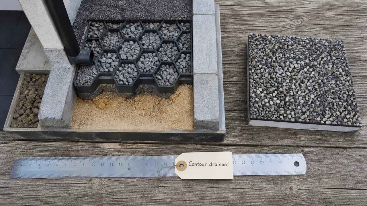 Aménagement pourtour de maison : contour drainant en gravier stabilisé
