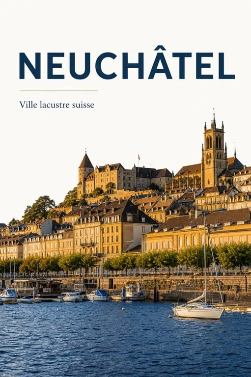 Neuchâtel ville en Suisse avec le lac, la vieille ville et le château
