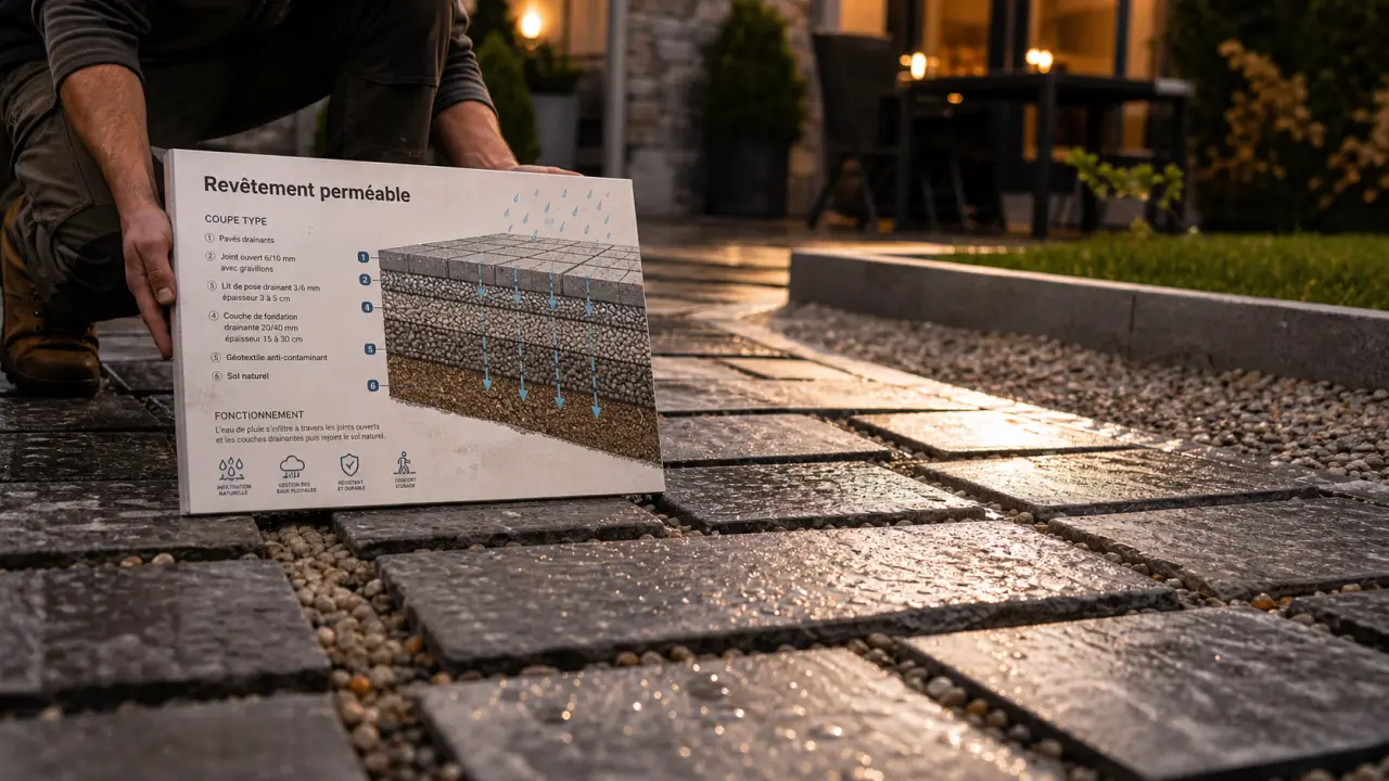 Revêtement perméable sol extérieur : allée drainante et pavés perméables