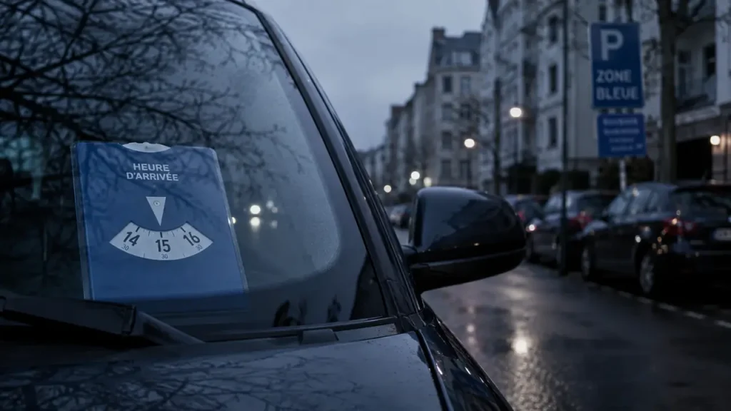 Parcage zone bleue : disque obligatoire, heure et amende 35 €