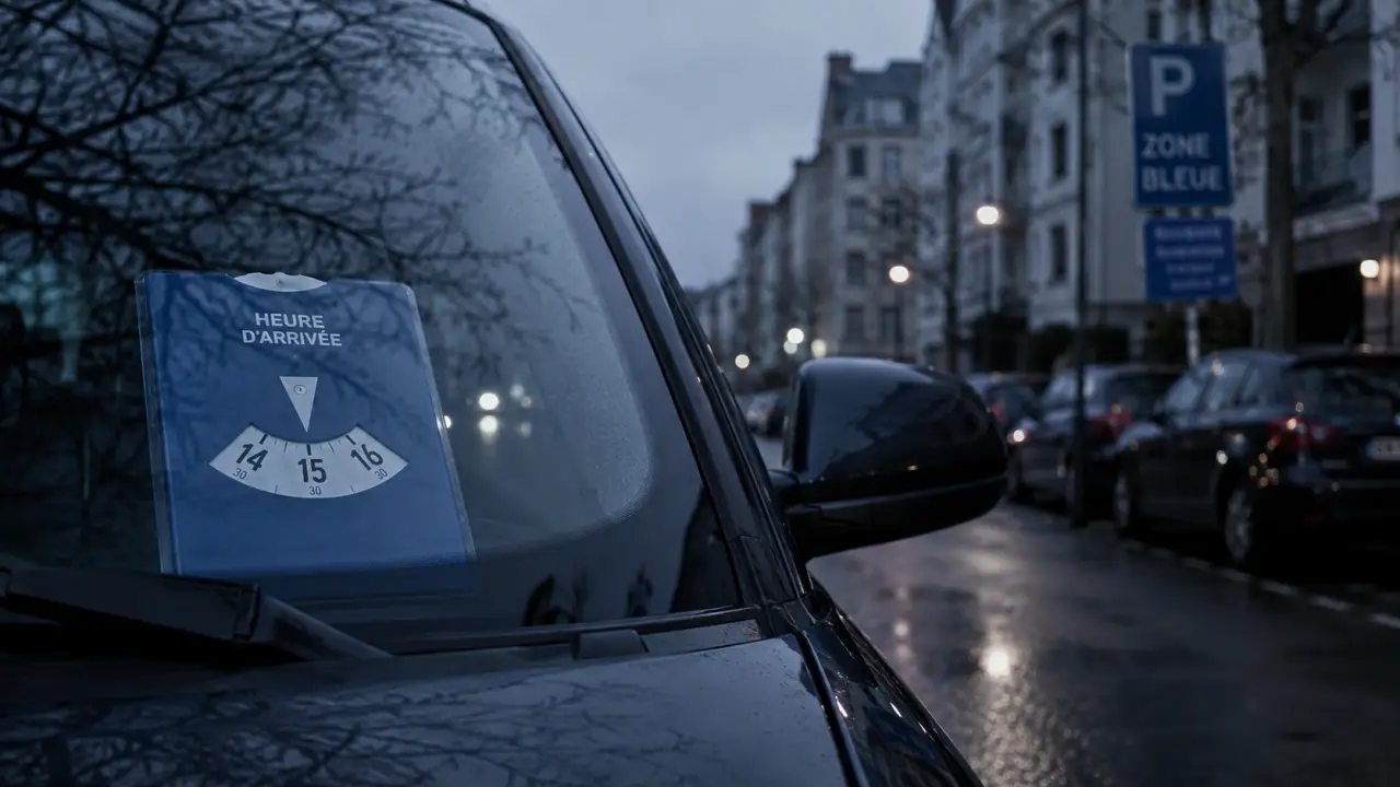 Parcage zone bleue : disque obligatoire, heure et amende 35 €