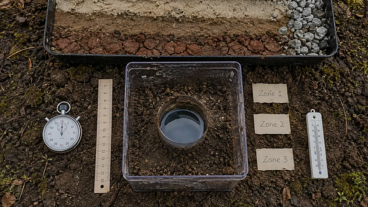 Sol drainant définition : test de percolation pour voir l’évacuation de l’eau