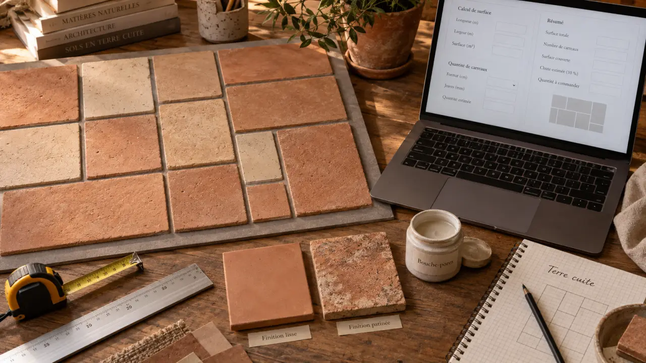 Carreaux en terre cuite : échantillons de formats et finitions pour la pose