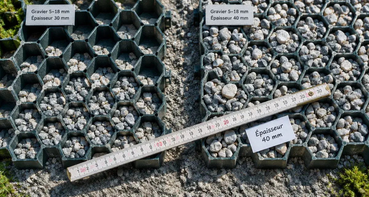Dalle gravillonnée stabilisée ecostone plus épaisseur 30 ou 40 mm