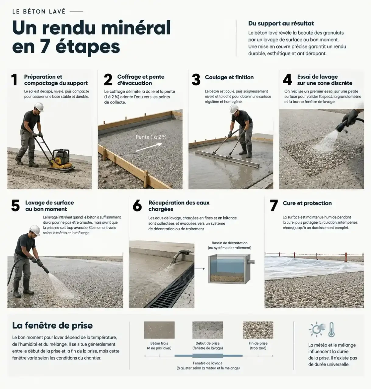 Étapes de réalisation d'un béton lavé extérieur