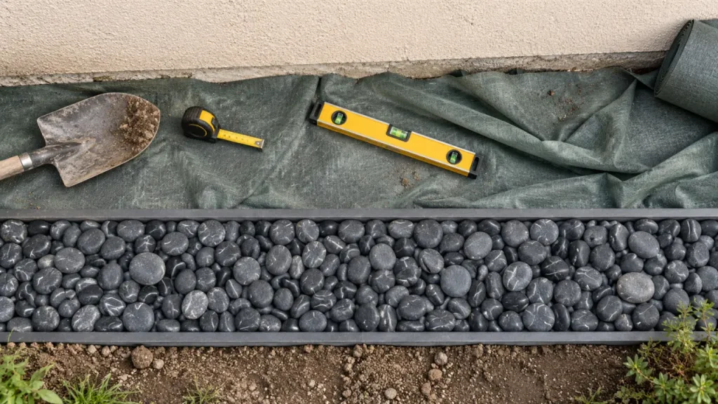 Galets en bordure de propreté de maison : une façade nette, pas un remède à l’humidité