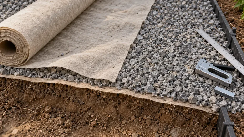 Géotextile sous gravier : le bon grammage ne suffit pas à stabiliser une allée