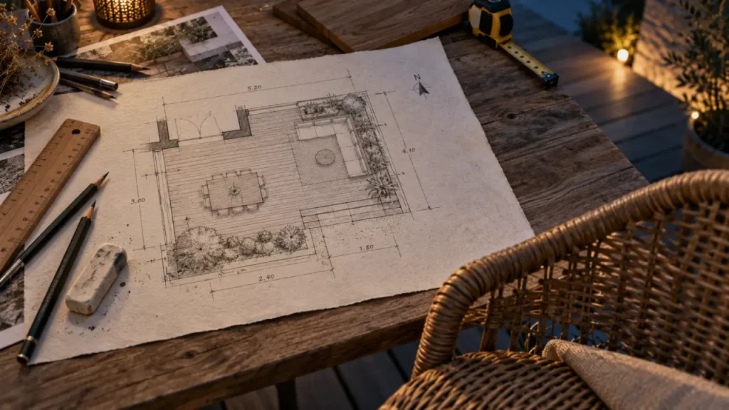 Plan d’une terrasse : du dessin à l’échelle à la liste de matériaux